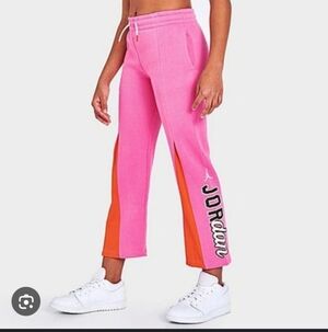 Nike Kids' Jordan Girls' Mashup Fleece Sweatpants in Pink and Orange